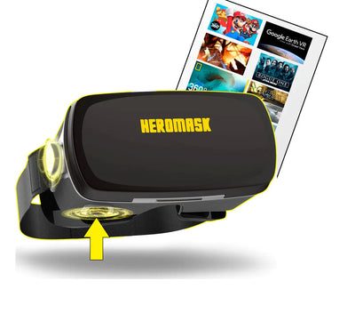 Heromask PRO - Virtual Reality Gaming Headset + Free VR Games Guide. Gamer Button and Fabric finishes. Compatible with Android Phone and iPhone 11 X 8 6... Samsung s10 s9 s8 Note 10 Note 9 etc